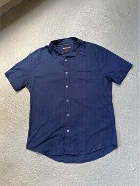 Tony Hawk Navy Botton-up Short Sleeve Size Size Large White Stripes